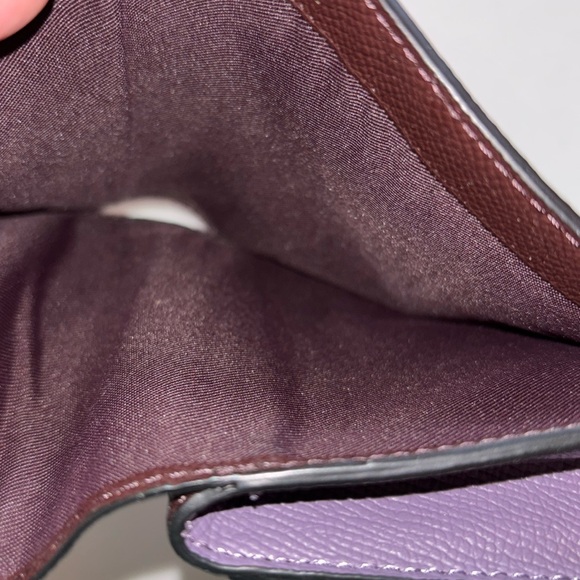 COACH Purple Leather Medium Bifold Wallet Corner Zip Coach Purple Wallet - Picture 15 of 16